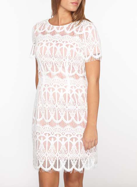 Petite Ivory Lace Pencil Dress